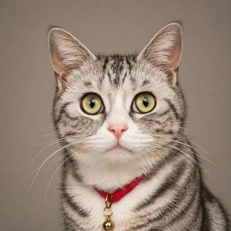 Placeholder profile image showing a tabby cat